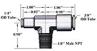 QBT Series 3/8 Inch (in) Tube 1 Outside Diameter Brass Push In Tee Fitting - 1